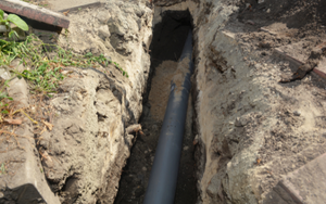 Sewer Pipe underground exposed