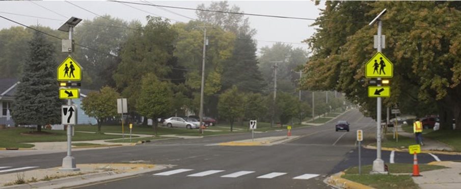 A Rectangualar Rapid-Flashing Beacon Street crossing