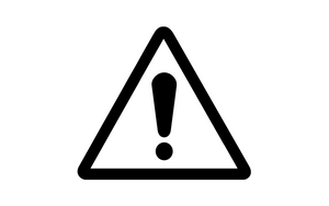 A black caution icon