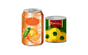 Aluminum orange soda can next to a pineapple aluminum can