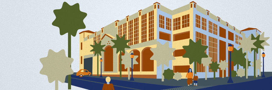 Illustration of a rendering of City of SLO's Cultural Arts Distrcit Parking Structure