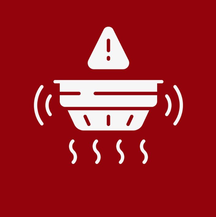 smoke detector icon with caution icon