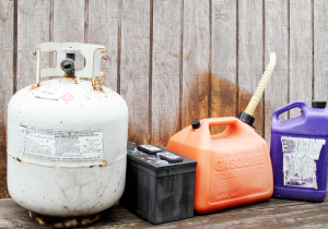 Hazardous materials sitting outside