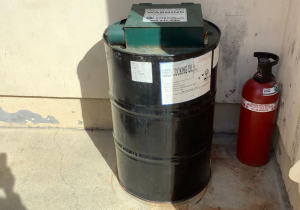 Used cooking oil bin outside