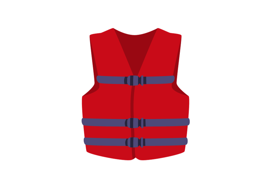 A red icon of a lifejacket