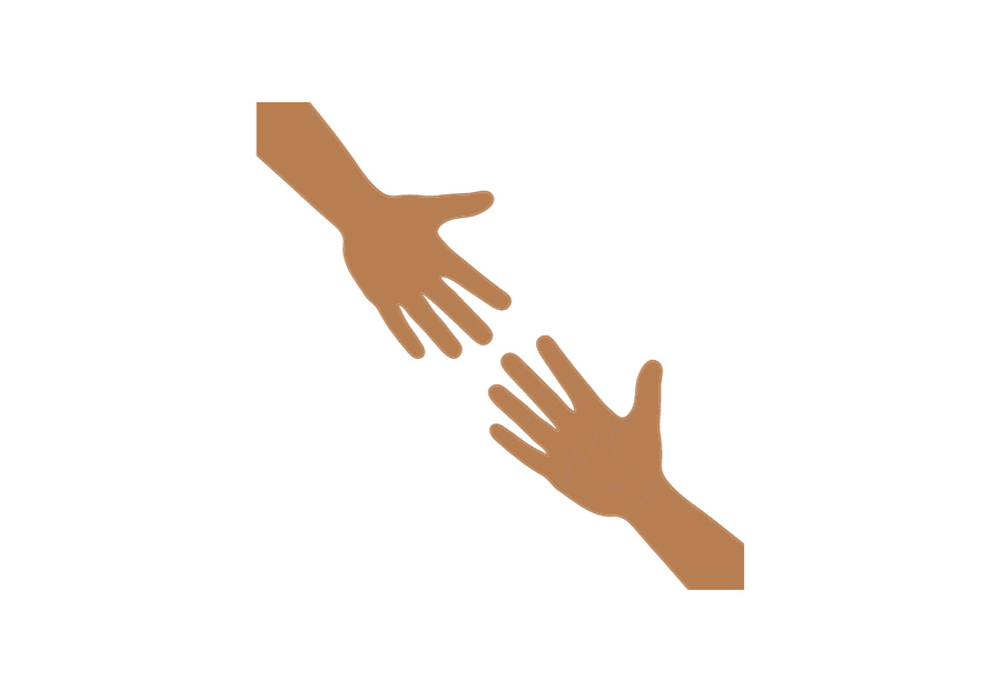 A tan icon of two hands reaching