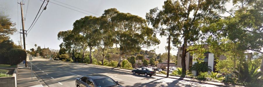 A picture taken from the corner of Iris street looking towards Johnson Avenue and the medical centers in San Luis Obispo