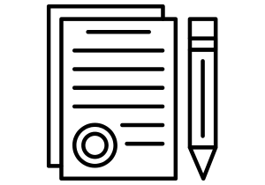 Icon image of a legal document and pencil