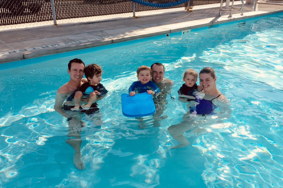 A picture of a family at SLO Swim Center's Family Rec Swim