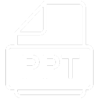 A white icon of a PowerPoint presentation