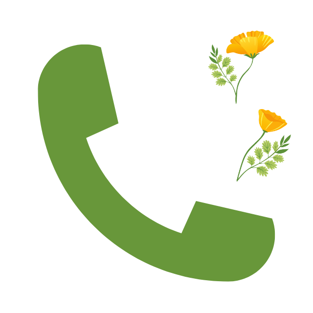 a phone illustration with flowers coming out of the receiver