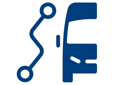 A blue bus routes icon