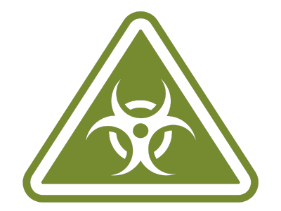 A green icon of a hazardous waste sign