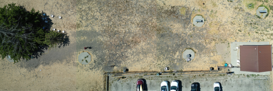 An aerial image of the Laguna Lake Dog Park on August 26, 2024 in San Luis Obispo