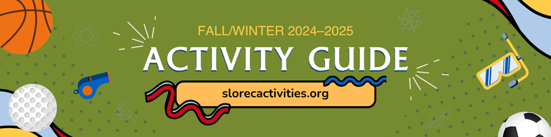 A banner graphic of the SLO Parks & Recreation Fall/Winter Activity Guide for 2024-2025