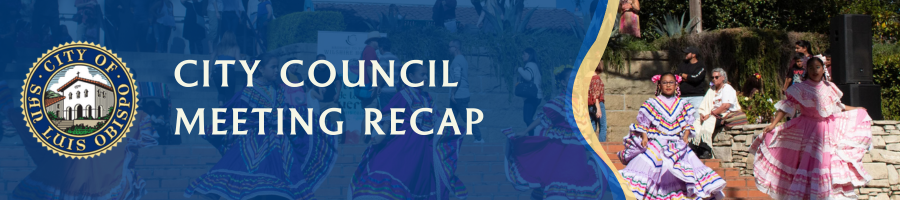 text: City Council Meeting Recap; young girls dancing traditionally for dia de los muertos