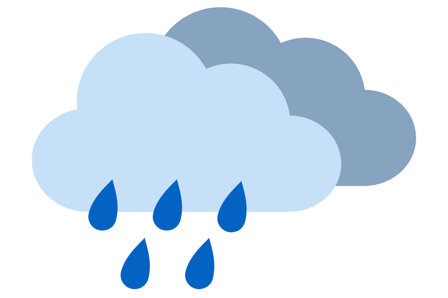 A blue icon of a blue rain cloud