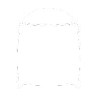 A white icon of a filled sandbag