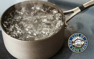 A pot of water boiling.