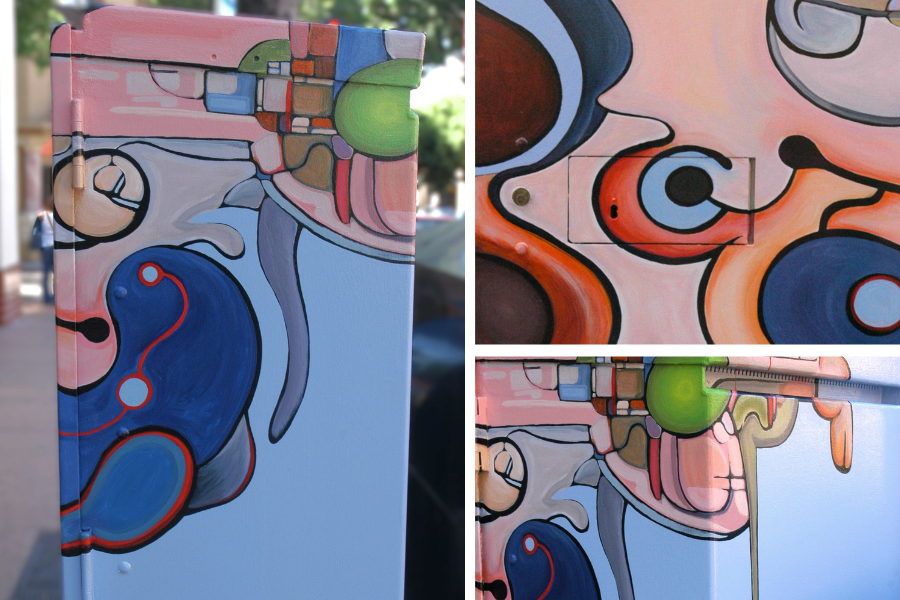 SLO Public Art Box painting by Justin Johnson called Topographical Abstraction