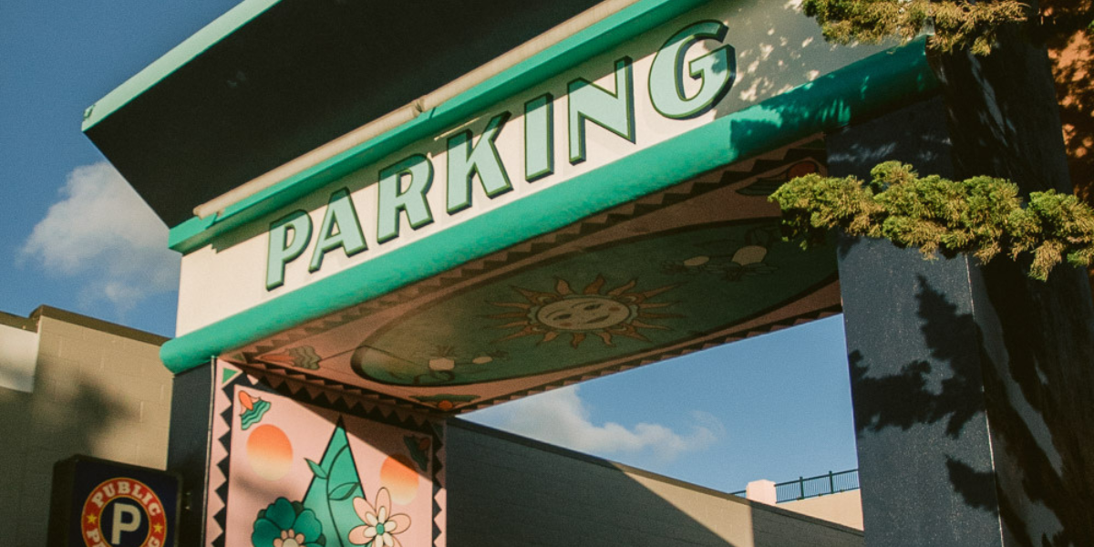 A picture of San Luis Obispo's Marsh Parking Structure Mural by Canned Pineapple Co.