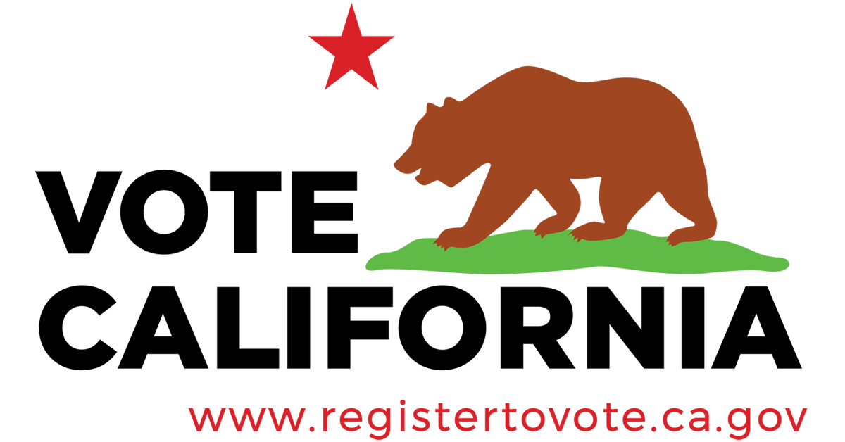 Illustration of a bear and a star with the words "Vote California"