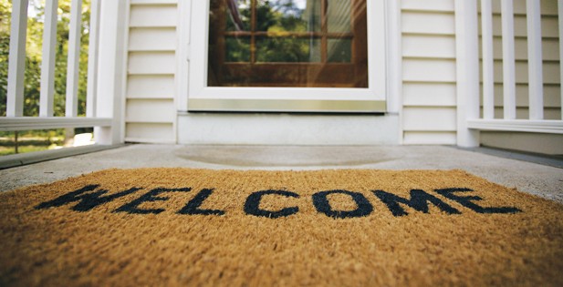 doormat that reads: welcome